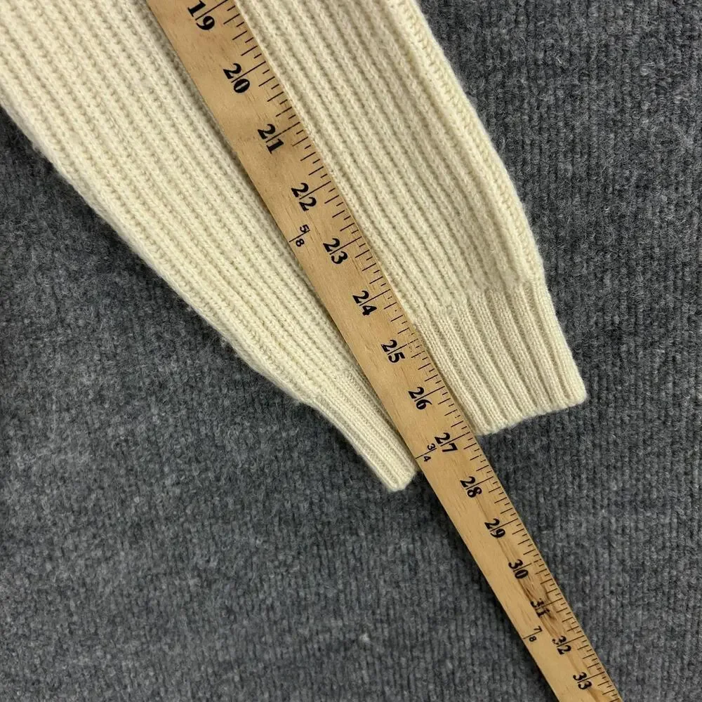 Oi Polloi Sweater Men Large 100% Wool Chunky Knit Beige Crewneck Cozy Comfy Warm